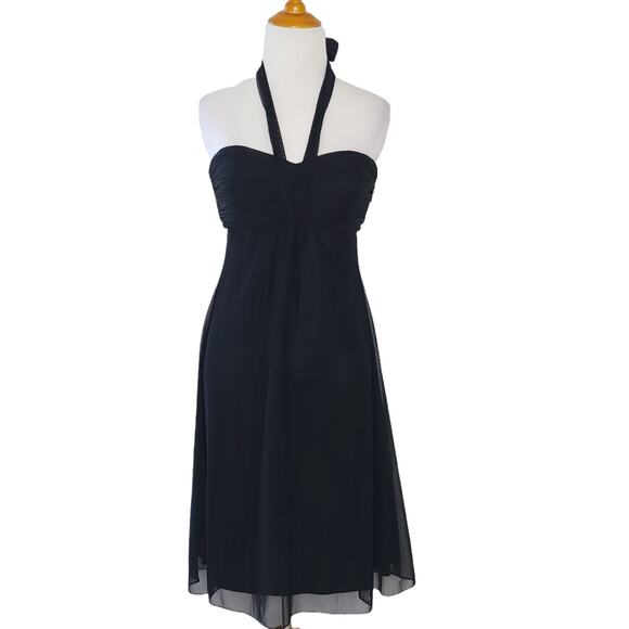WHBM Strapless Cocktail Party Dress Black Halter Neck Empire Waist 4 - Picture 1 of 12